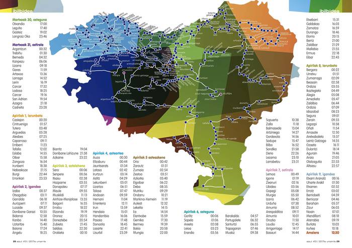 20. Korrika, apirilaren 4an gaueko 23:39an helduko da Usurbila