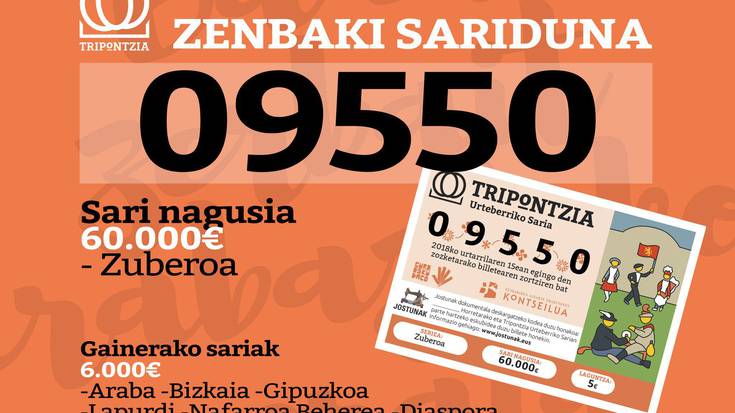 "09550 Zuberoa", Tripontzia Urteberriko Sari Nagusiko zenbaki saritua